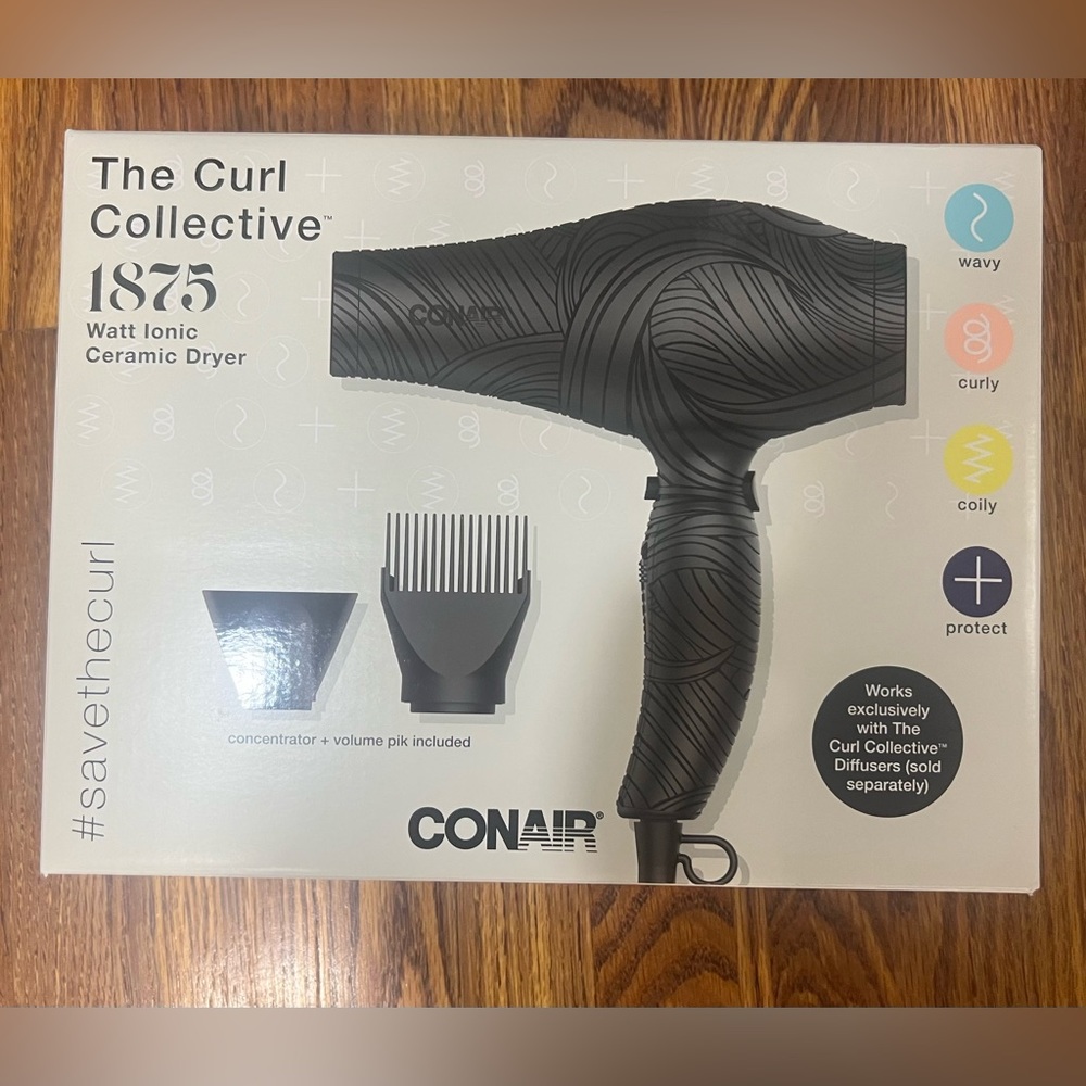 NIB Conair The Curl Collective Ceramic Ionic Hair Dryer